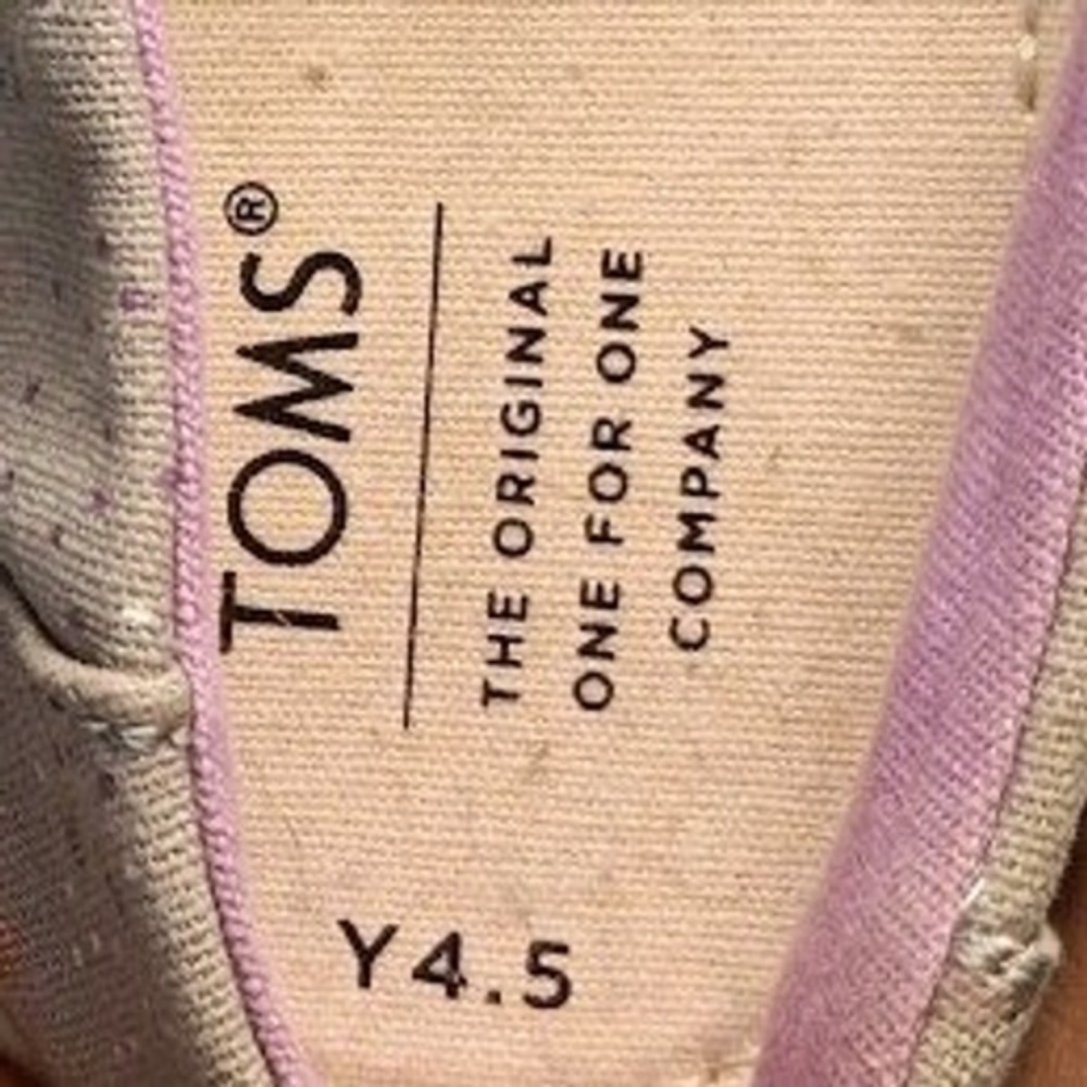 TOMS Alpargata Slip On Youth Size 4.5 Grey Metallic Polka Dot Excellent Canvas - Picture 8 of 8